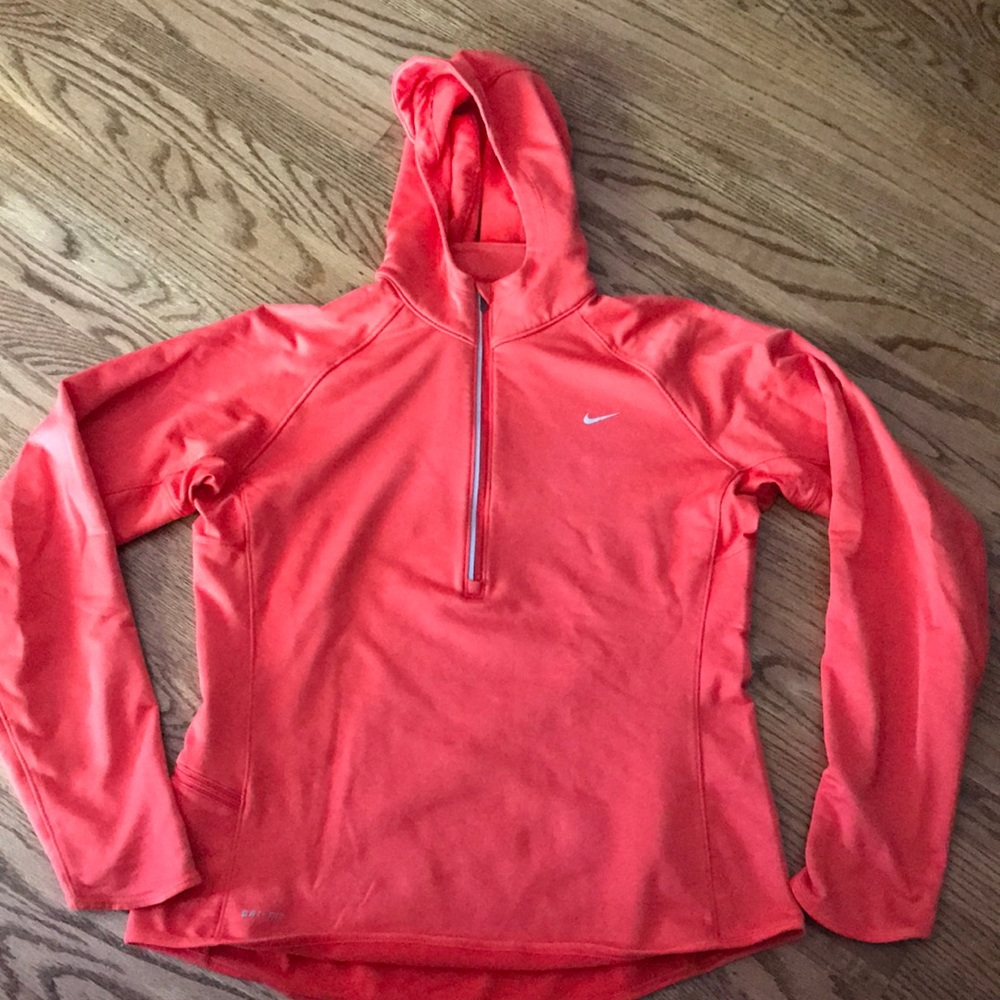 Nike women’s orange dri fit hoodie sport jacket L